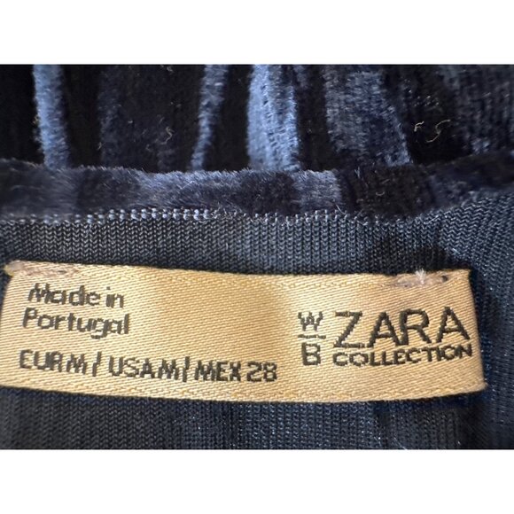 2/$30 ZARA W/B Collection Medium Velvet Navy Royal Blue Tie-Dye Top - Picture 4 of 11